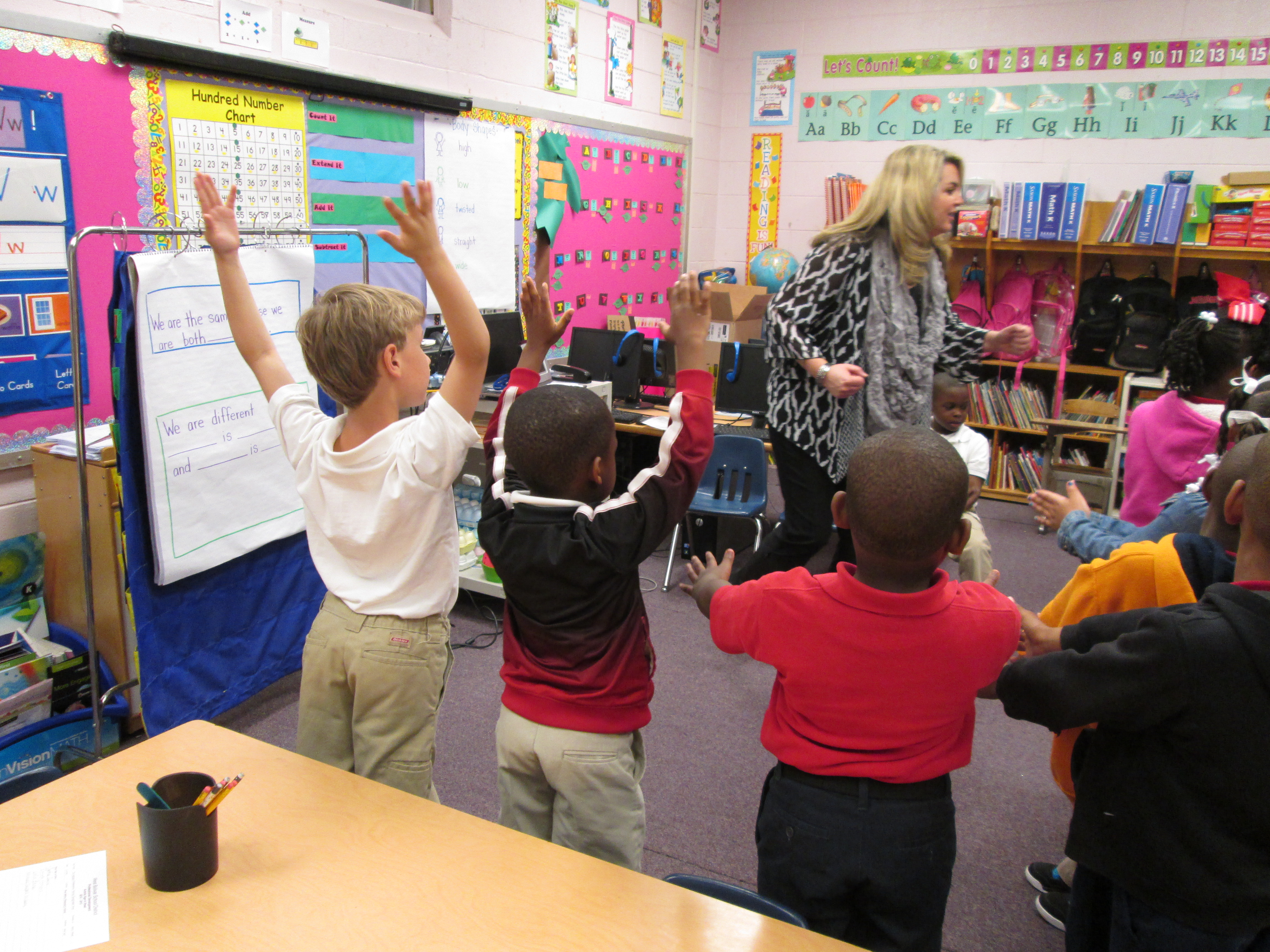 Photo: Sherice Ortman presents “Moving through Math” to West Bolivar Elementary kindergarten students.